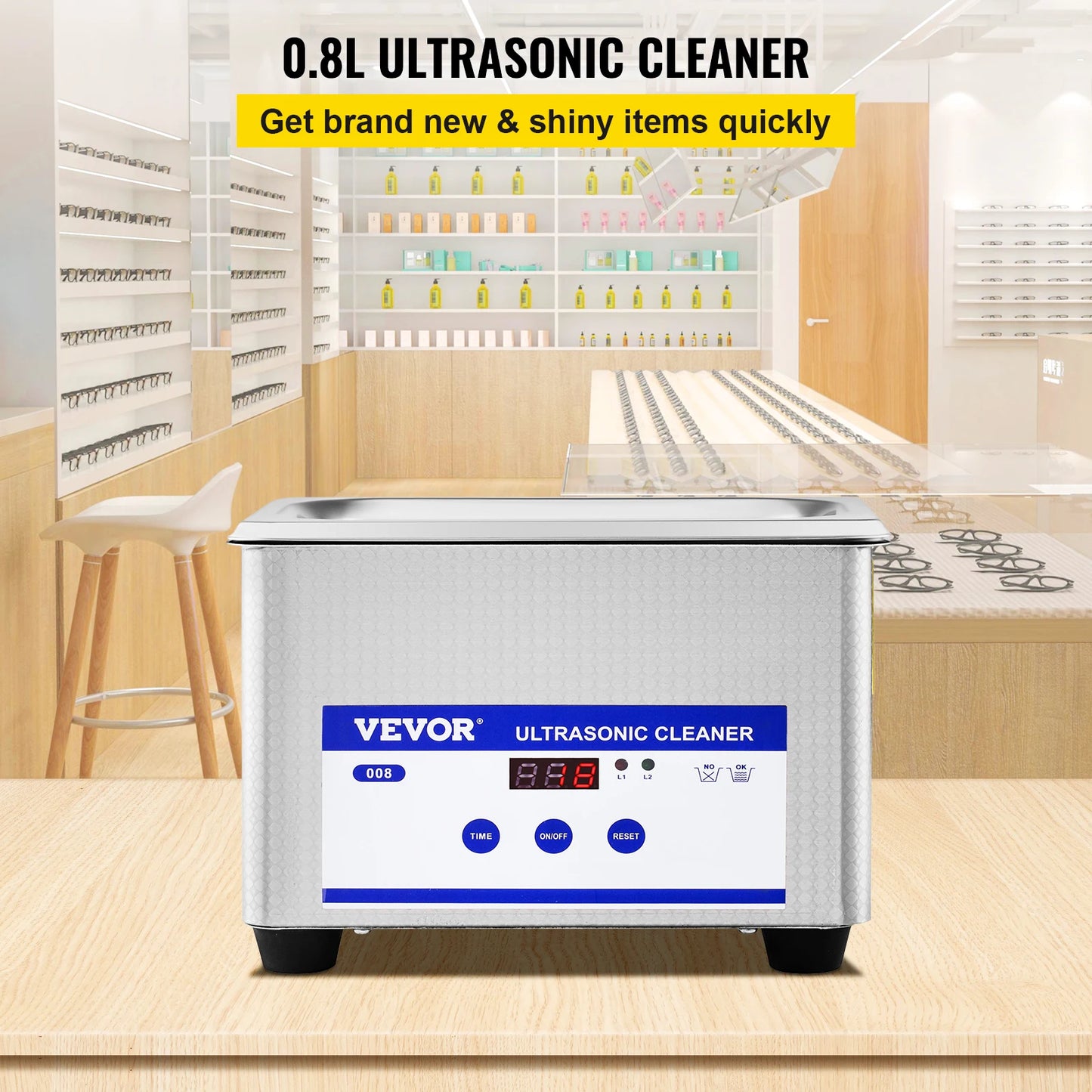 VEVOR 800ml Ultrasonic Cleaner Portable Mini Dishwasher – 35W Sonic Cleaning Machine for Home, Jewelry, Glasses, Watches, Dentures, and Vegetables - Premium Digital Ultrasonic Cleaner from Lizard Vigilante - Just $75.99! Shop now at Lizard Vigilante