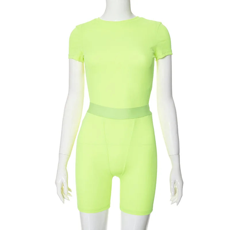 Women’s 2-Piece Summer Tracksuit – Casual T-Shirt and Biker Shorts Matching Set for Yoga, Sports, and Workout - Premium tracksuit from Lizard Vigilante - Just $38.88! Shop now at Lizard Vigilante