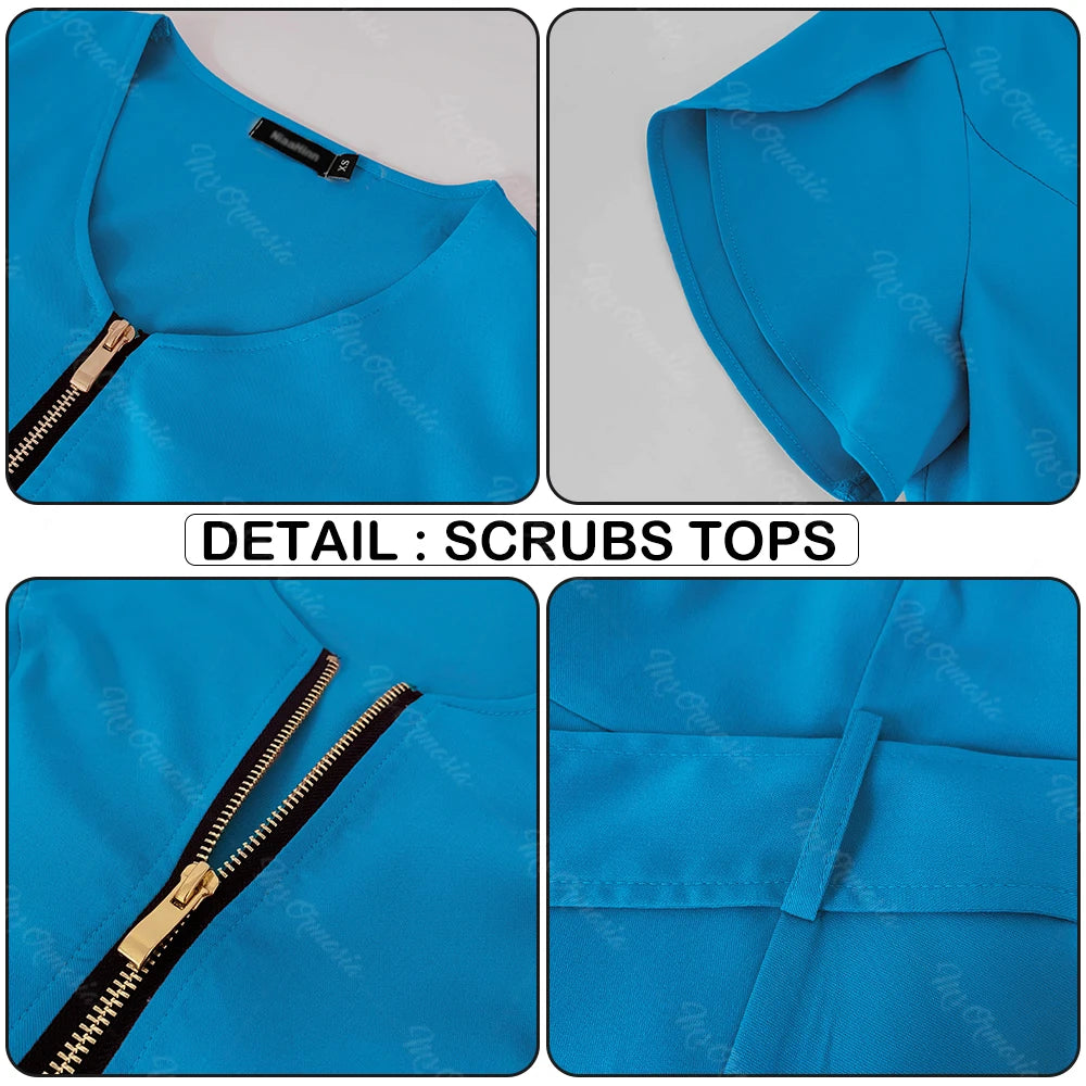 Unisex Medical Scrub Set | Fashionable & Breathable Beauty Salon & Nurse Uniform | Zipper Lapel Design - Premium scrubs from Lizard Vigilante - Just $58.88! Shop now at Lizard Vigilante