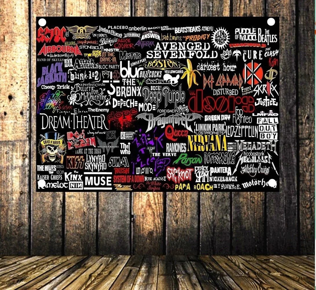 Custom Decorative Rock & Roll Band Logo Poster Flag – Heavy Metal Music Cloth Banner for Bar, Cafe, and Home Decor - Premium flag from Lizard Vigilante - Just $19.99! Shop now at Lizard Vigilante