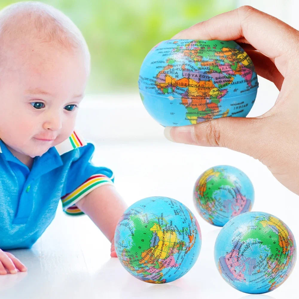 Earth Globe Squeeze Toys Funny Stress Relief PU Foam Squeeze Ball Hand Wrist Exercise Sponge Toys For Kids Adults Child Creative Gifts - Premium stress ball from Lizard Vigilante - Just $9.99! Shop now at Lizard Vigilante