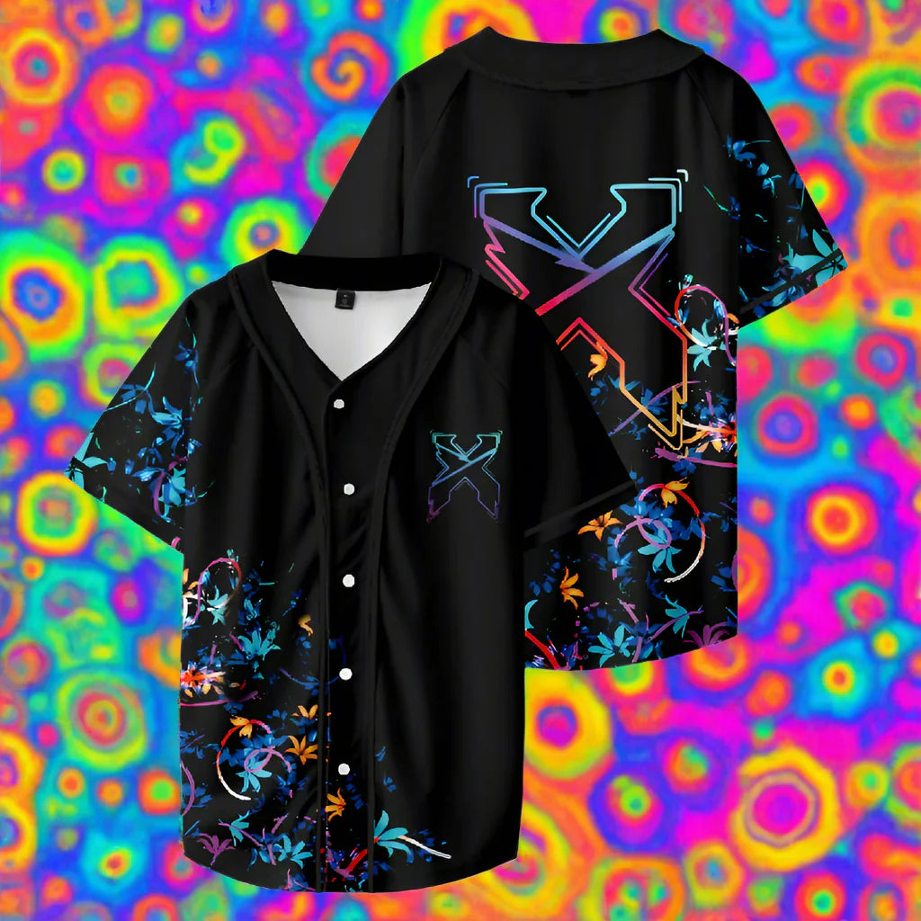 Excision Floral Baseball Jersey – Custom EDM Print Baseball Uniform for Men, Harajuku-Inspired, Breathable Casual Summer Wear - Premium jersey from Lizard Vigilante - Just $24.99! Shop now at Lizard Vigilante