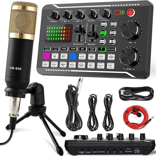 DJ Equipment Microphone Sound Card Console Studio Sound Card Kit Cable Phone Mixing Computer Live Voice Mixer F998 Sound Card - Lizard Vigilante