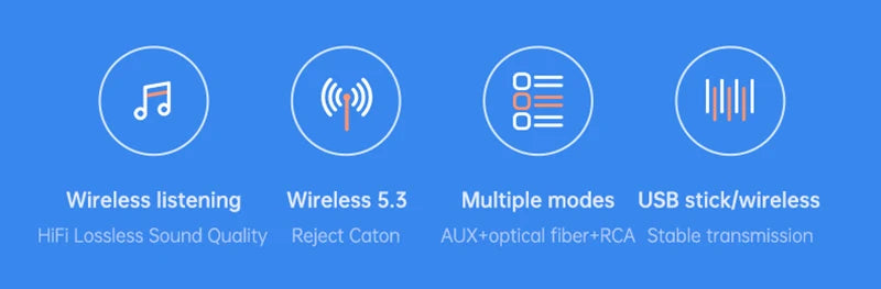 Bluetooth 5.3 Audio Receiver Support USB U-Disk Play Wireless Adapter R/L 2 RCA/3.5MM AUX/Optical Fiber Jack For Car Kit Speaker