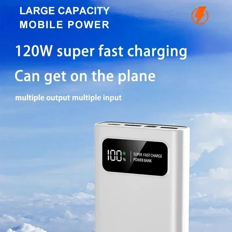 120W Fast Charging Powerbank Portable Digital Display 200000mAh Super Large Capacity External Battery For iPhone 16 Huawei MIJIA