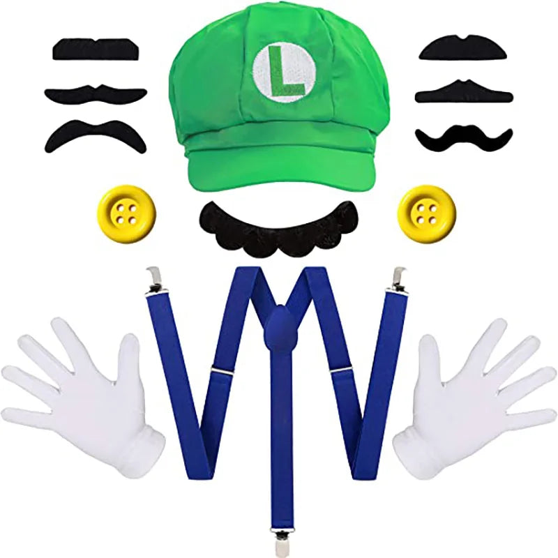 Super Bros Luigi Adult Hat Cap Costume Cosplay Halloween Baseball Anime Unisex Role Play Hat (Red and Green) 2Pcs - Premium  from Lizard Vigilante - Just $21.99! Shop now at Lizard Vigilante