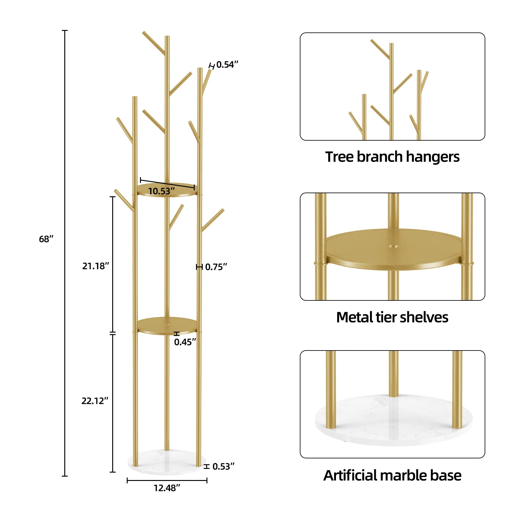 Modern Metal Coat Rack with 3 Shelves - Sleek Storage Solution - Premium coat rack from Lizard Vigilante - Just $98.88! Shop now at Lizard Vigilante