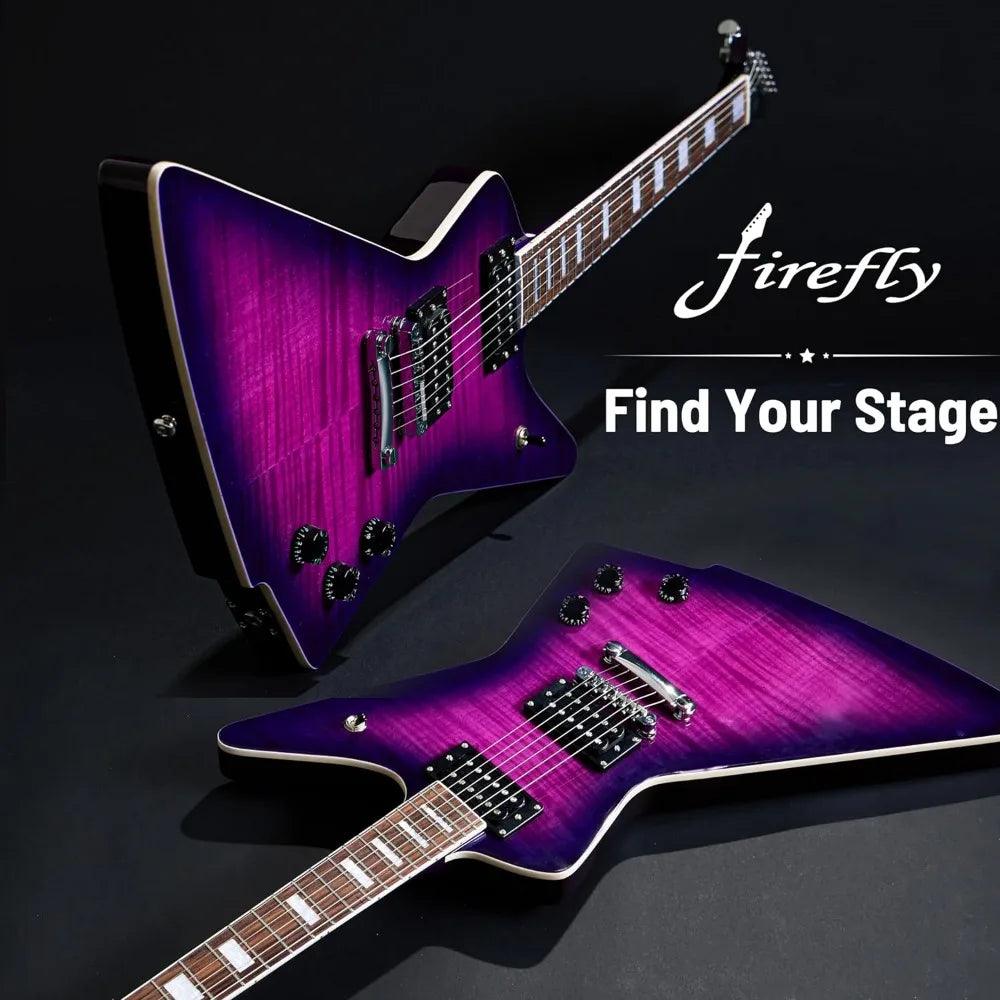 Glorious FireFly Purple Phaze Stainless Steel and Ball End Frets Electric Guitars Rosewood Fretboard(Purple Color) Travel Guitar Kit Mahogany Guitar Body V - Premium Electric Guitar from Lizard Vigilante - Just $420! Shop now at Lizard Vigilante