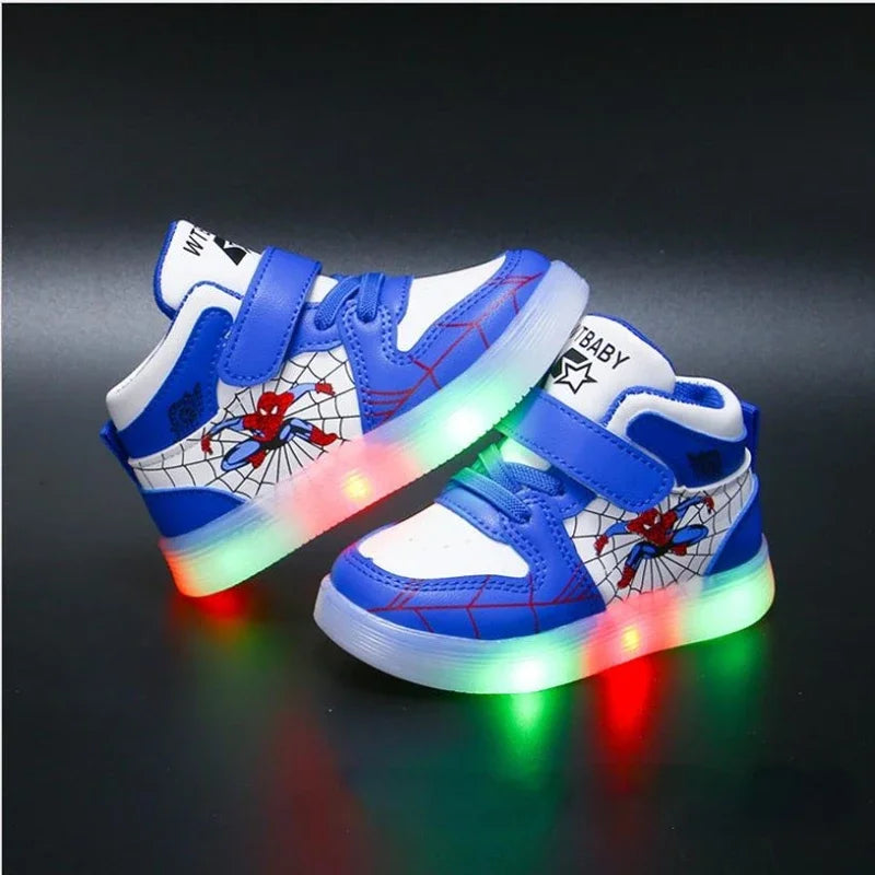 Disney Children's Led Light Shoes Fashion Aoger Spiderman Boys Sneakers Girls Cartoon Casual Shoes Breathable Kids Sport Shoes - Premium shoes from Lizard Vigilante - Just $24.88! Shop now at Lizard Vigilante