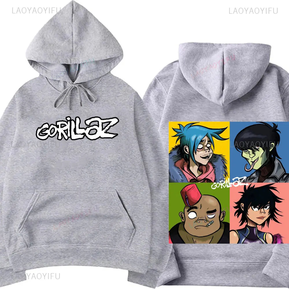 Vintage Gorillaz Rock Band Printed Hoodie – Harajuku Streetwear Pullover for Men & Unisex Casual Style - Premium hoodie from Lizard Vigilante - Just $39.99! Shop now at Lizard Vigilante