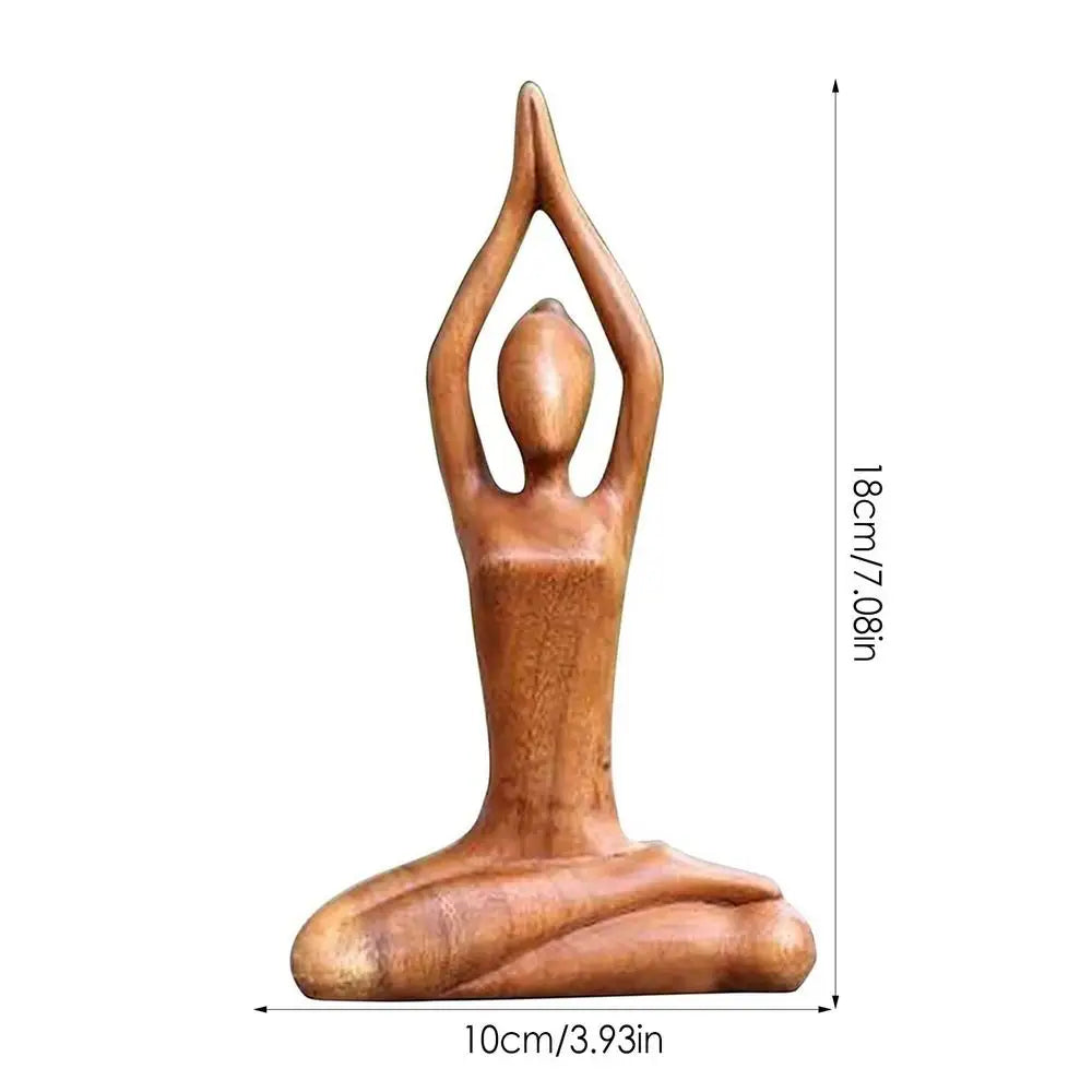 Wooden Yoga Pose Sculpture Abstract Yoga Meditation Statue Hand Carved Wood Fragrant Art Decoration Gallery Tabletop Ornaments