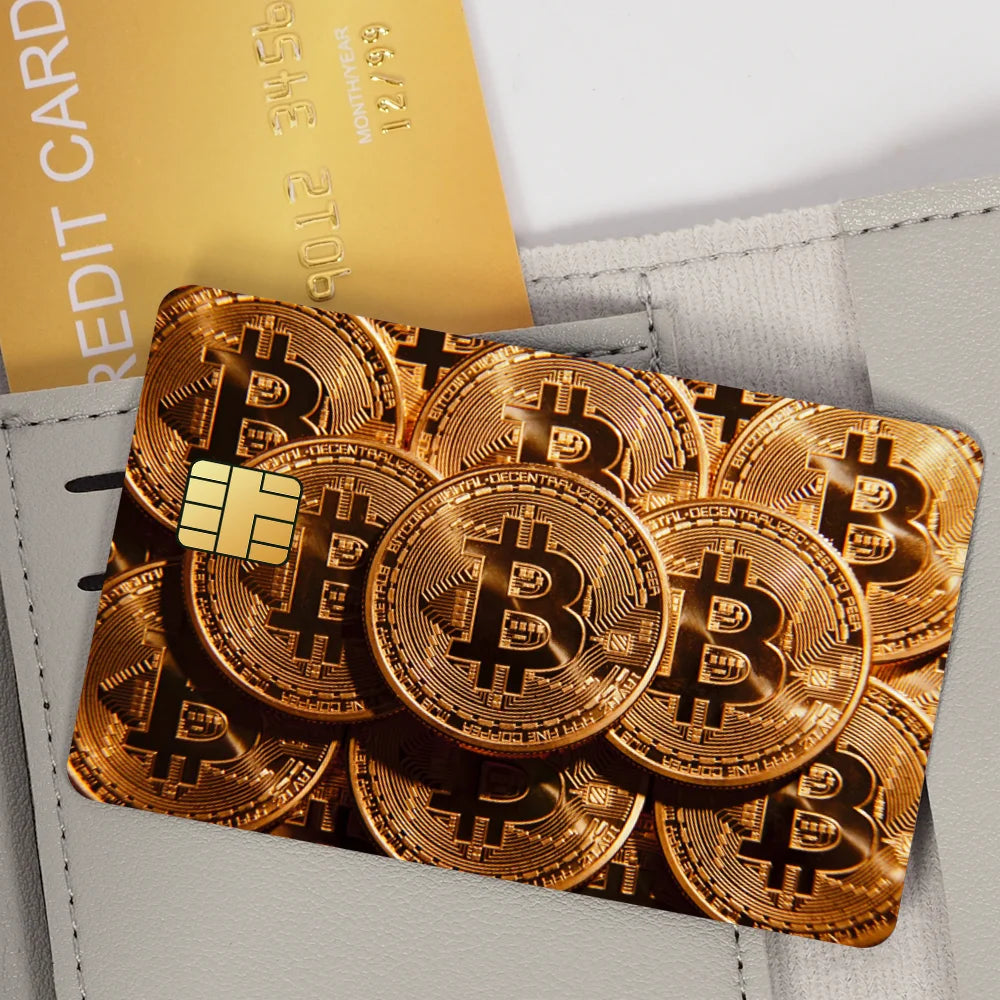 Crypto Currency Bitcoin Credit Card Stickers Waterproof Scratch Resistant 4PCS Set