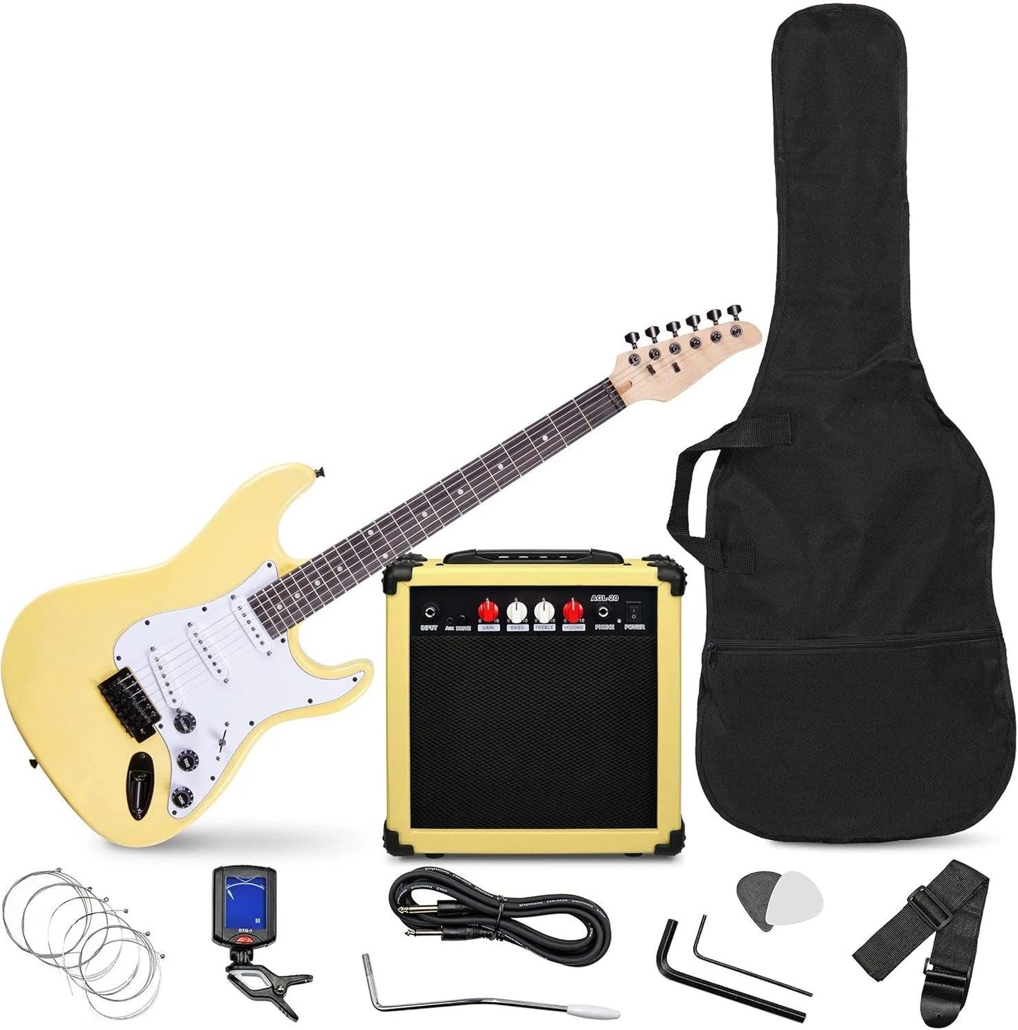 39 inch Electric Guitar Kit for Dummies Bundle with 20w Amplifier, Digital Clip On Tuner, Six Strings, Two Picks, Tremolo Bar,Shoulder Strap - Premium Electric Guitar from Lizard Vigilante - Just $234.56! Shop now at Lizard Vigilante