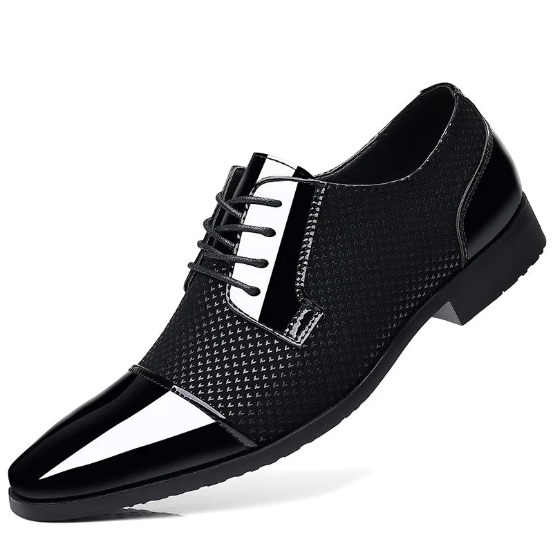 Classic Men’s Patent Leather Oxford Dress Shoes – Formal Lace-Up Brogues for Office, Wedding, and Party, Black PU Leather 2023 - Premium shoes from Lizard Vigilante - Just $43.88! Shop now at Lizard Vigilante