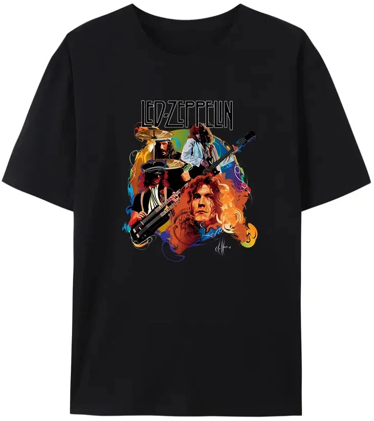 Led Zeppelin 'Of the World' Logo Black Cotton Rock Band T-Shirt | Vintage Retro Era Graphic Tee for Men & Women | Classic Rock Music Apparel - Premium T-Shirt from Lizard Vigilante - Just $32.99! Shop now at Lizard Vigilante