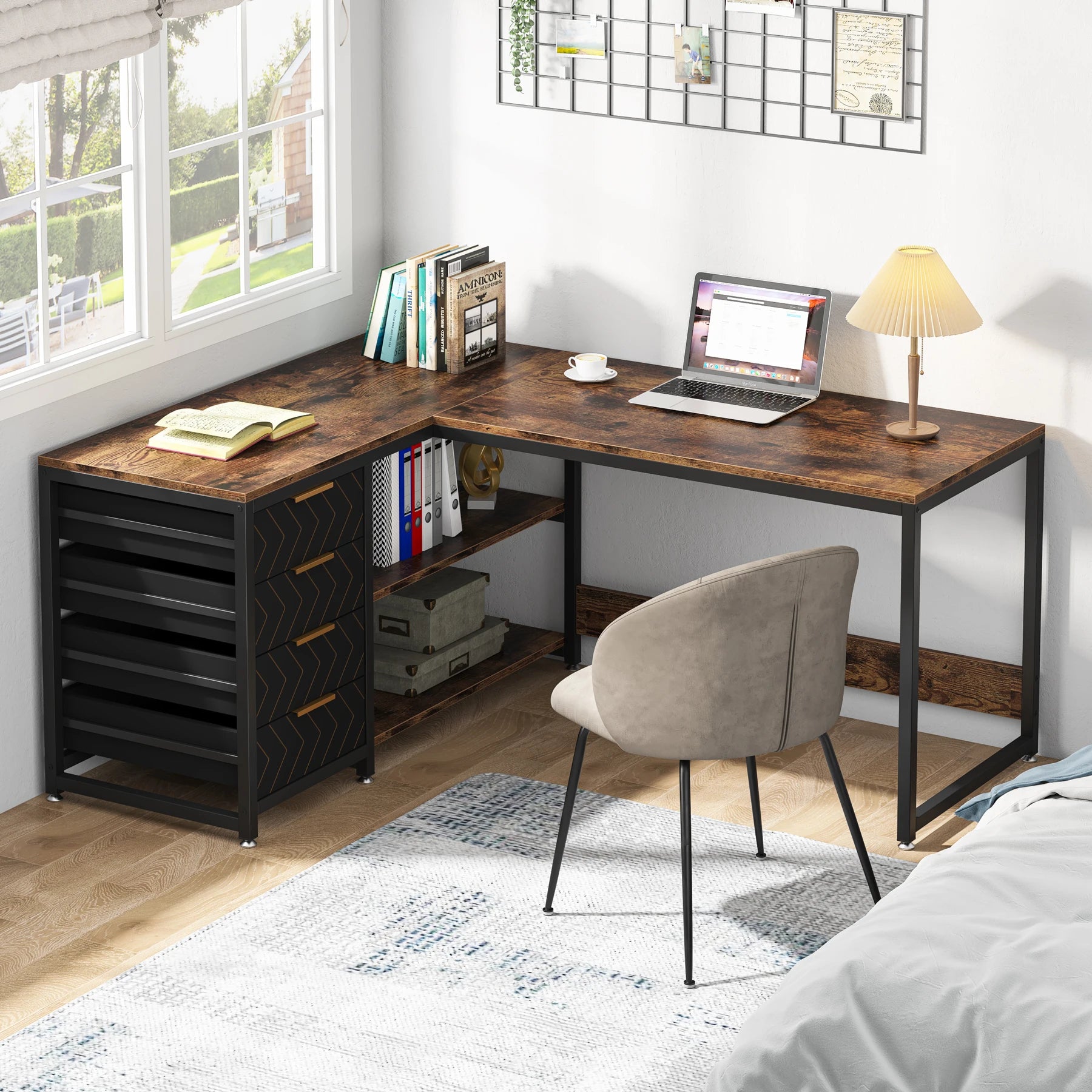 Tribesigns 59" Reversible L-Shaped Computer Desk with Storage Drawers & Shelves – Spacious Corner Office Desk for Home & Workspace - Premium desk from Lizard Vigilante - Just $244.88! Shop now at Lizard Vigilante