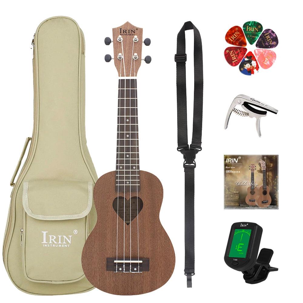 IRIN 21 Inch Ukulele 4 Strings Hawaiian Guitar Sapele Love Shape Guitarra Ukulele With Bag Tuner Strings Capo Parts & Accessory - Lizard Vigilante