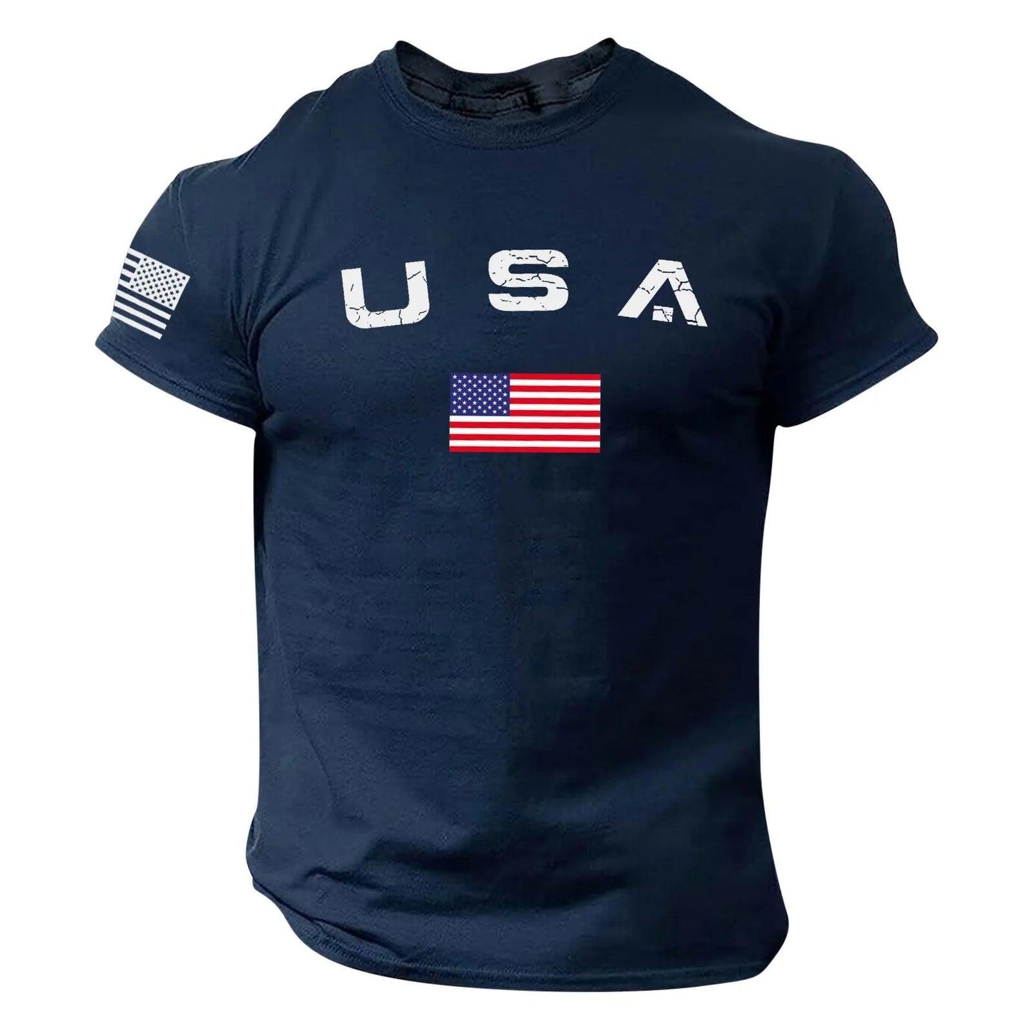 Men's USA T-Shirts Independence Day Flag Print Spring/Summer Leisure Sports USA Independence Day 4th Of July Flag Top - Lizard Vigilante