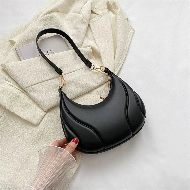 Chic Crescent PU Leather Shoulder Bag – Retro Saddle Handbag for Women, Minimalist Underarm Tote - Premium handbag from Lizard Vigilante - Just $48.88! Shop now at Lizard Vigilante