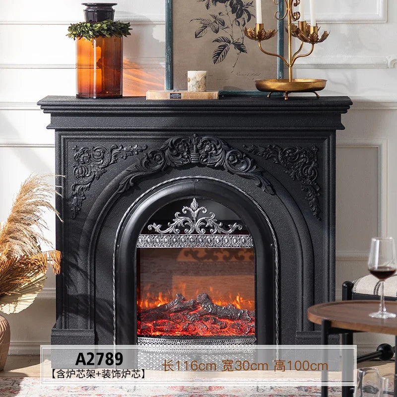 Timeless Glow: ZC Retro Solid Wood Decorative Fireplace Cabinet with Simulated Flame Heating for Luxe Living Rooms - Premium fireplace from dsers - Just $810.99! Shop now at Lizard Vigilante