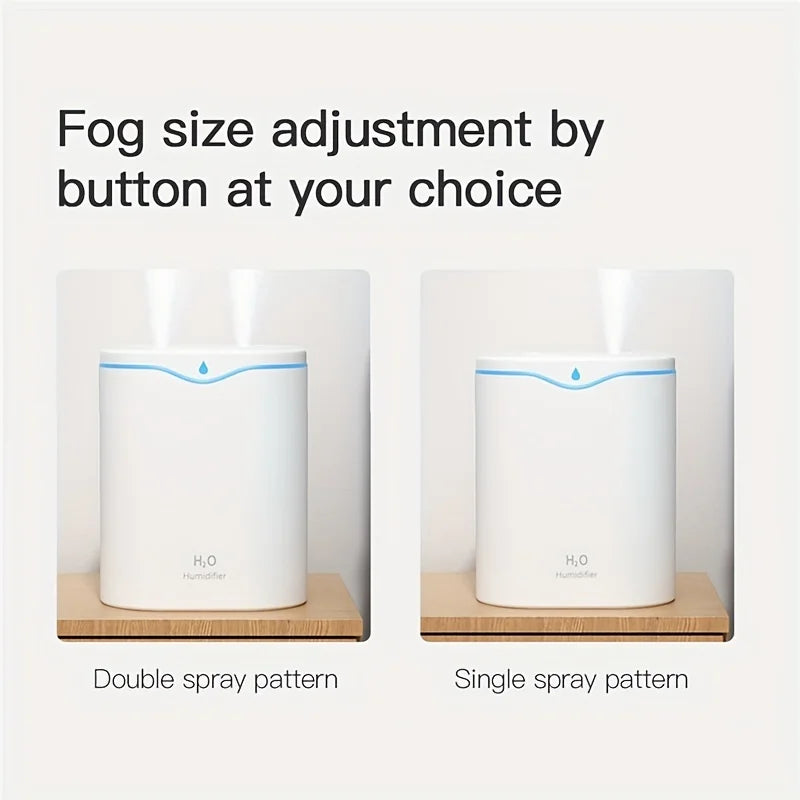 2000ml Air Humidifier Double spray Mist nozzle Cool Mist Large capacity Colorful Night Light usb H2O Air Diffuser Humidifier