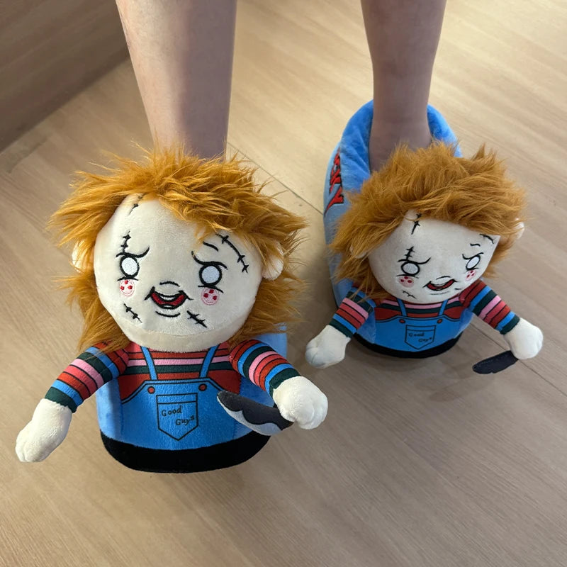 Highland Cow Halloween Michael Myers & Chucky Plush Slippers – Soft Horror Themed House Shoes - Premium slippers from Lizard Vigilante - Just $33.33! Shop now at Lizard Vigilante