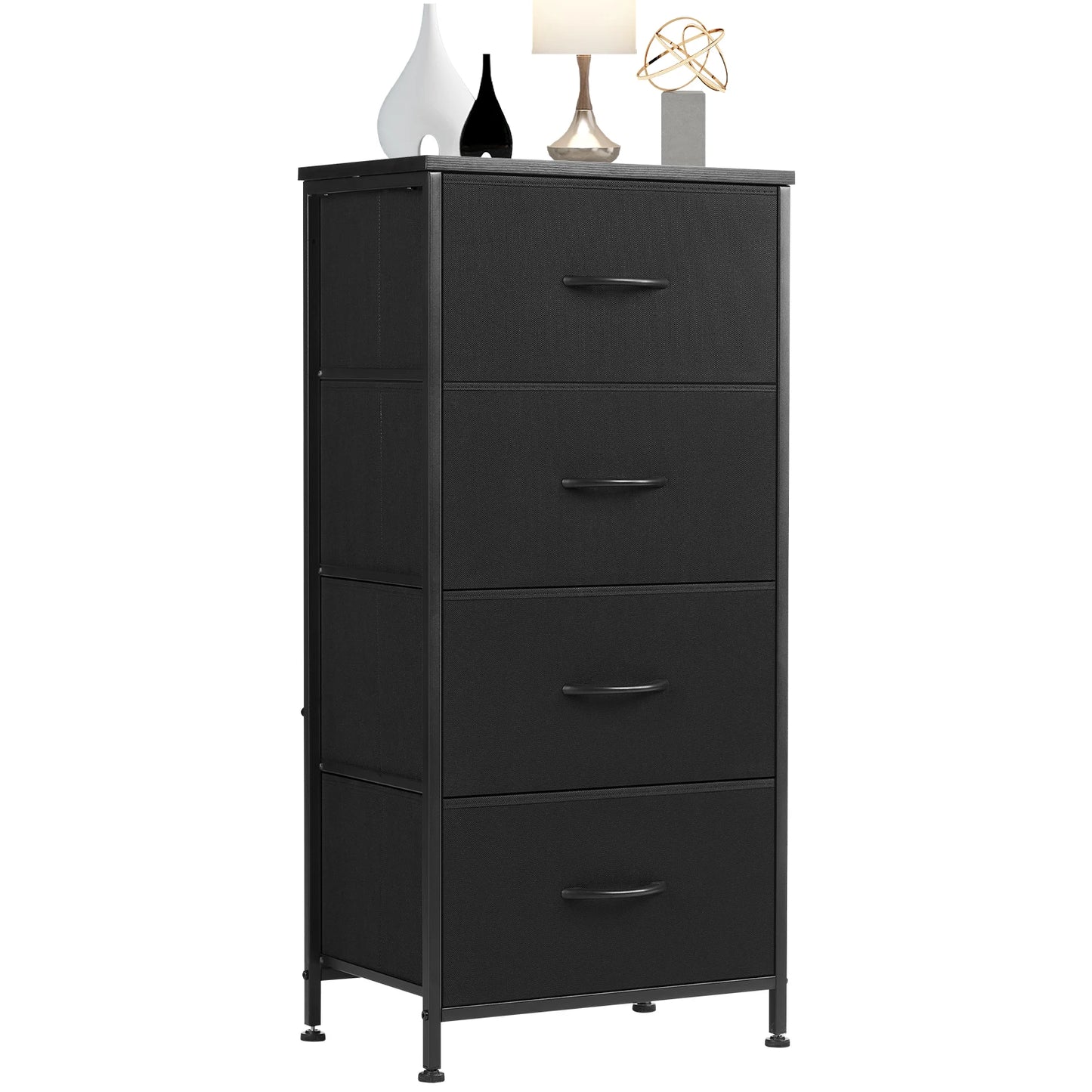 JHK Modern Minimalist Dresser with 4 Fabric Drawers – Stylish Steel Frame Storage Cabinet for Bedroom - Premium cabinet from Lizard Vigilante - Just $58.88! Shop now at Lizard Vigilante