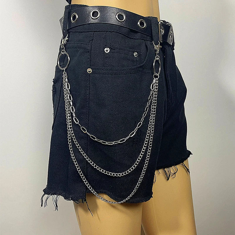 Punk Street Keychain Chain – Unisex Moon Star Rivets Skull Belt Accessory - Premium keychain from Lizard Vigilante - Just $19.88! Shop now at Lizard Vigilante