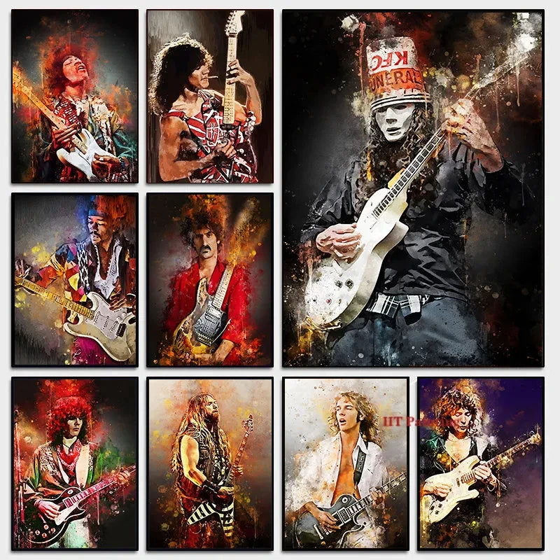 Famous Guitar Musicians Canvas Poster - Frank Zappa, Ace Frehley, Van Halen Wall Art - Premium Poster from Lizard Vigilante - Just $9.99! Shop now at Lizard Vigilante