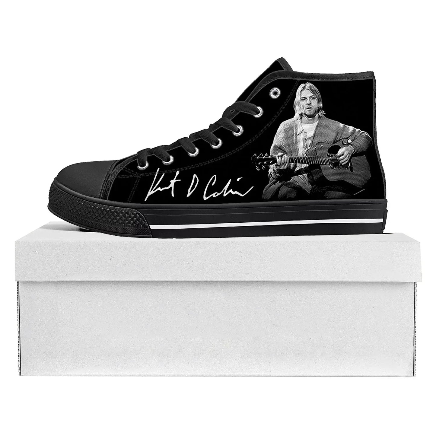 Kurt Cobain Custom High Top Canvas Sneakers – Unique Design for Men & Women - Premium shoe from Lizard Vigilante - Just $48.88! Shop now at Lizard Vigilante