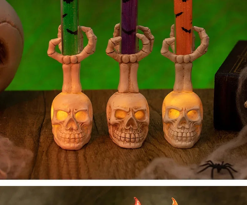 Halloween  Skull Lamp Creative Decor for Spooky Party Unique Skull Candle Lantern Halloween Decoration Spooky Lighting