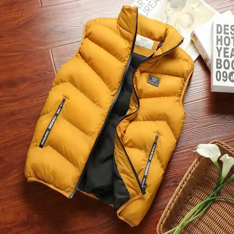 2024 New Puffer Sleeveless Coats Mens Solid Color Down Jacket Winter Warm Vest Jacket Men Waistcoat Outwear Windbreaker Clothing
