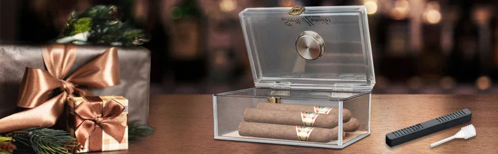 Scotte Cigar Case Humidors Acrylic Cigar Box Hygrometer Humidifier Hold 20 Cigars Include Cigar Cutters Cigar Punch Accessories