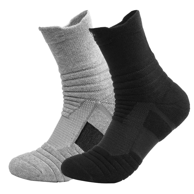 2 Pairs Anti-Slip Football & Basketball Socks - Breathable, Deodorizing Cotton Crew Socks for Men & Women - Premium Socks from Lizard Vigilante - Just $12.88! Shop now at Lizard Vigilante