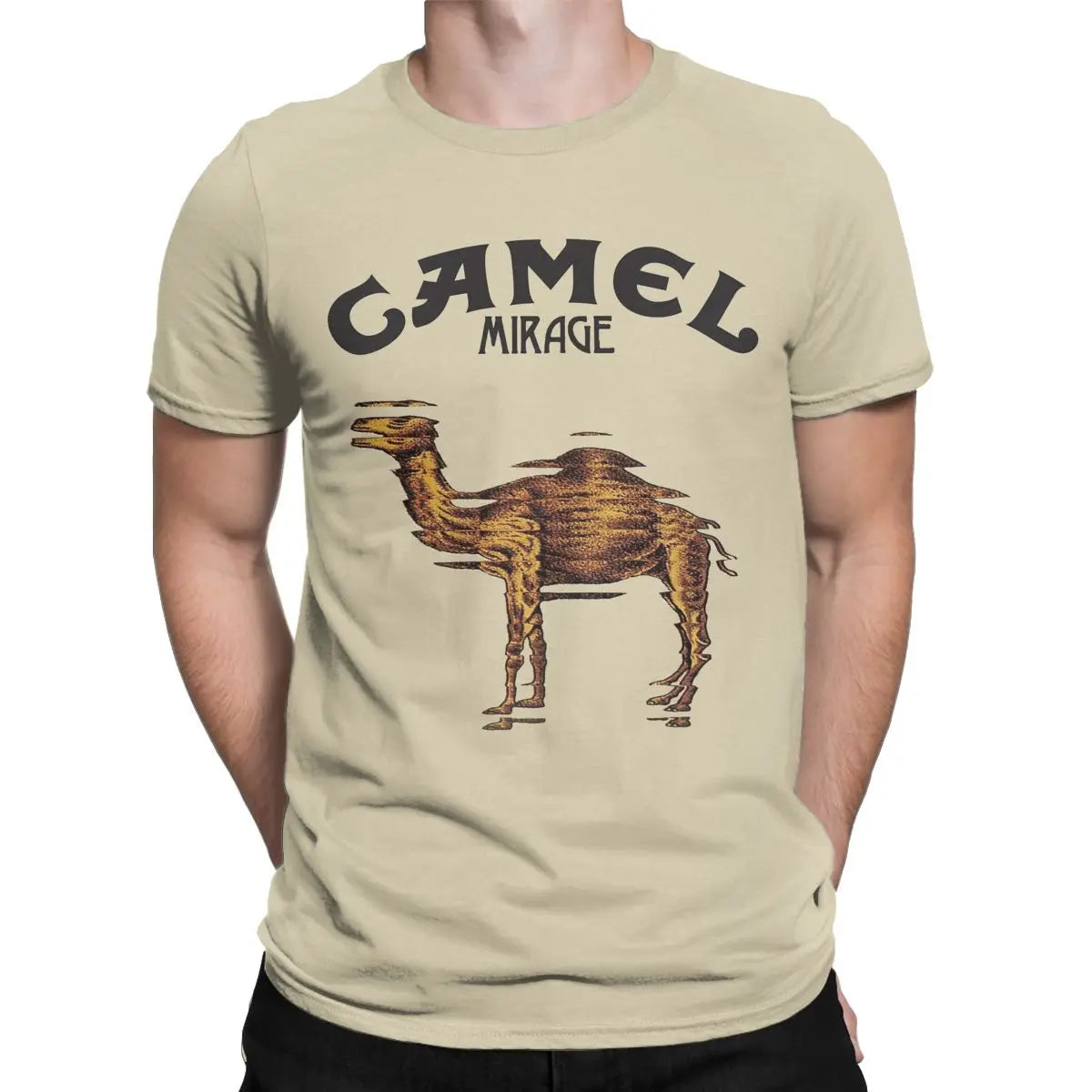 Camel Mirage Band T Shirt Men's Pure Cotton Novelty T-Shirts Crew Neck Tees Short Sleeve Tops 4XL 5XL - Premium  from Lizard Vigilante - Just $18.99! Shop now at Lizard Vigilante