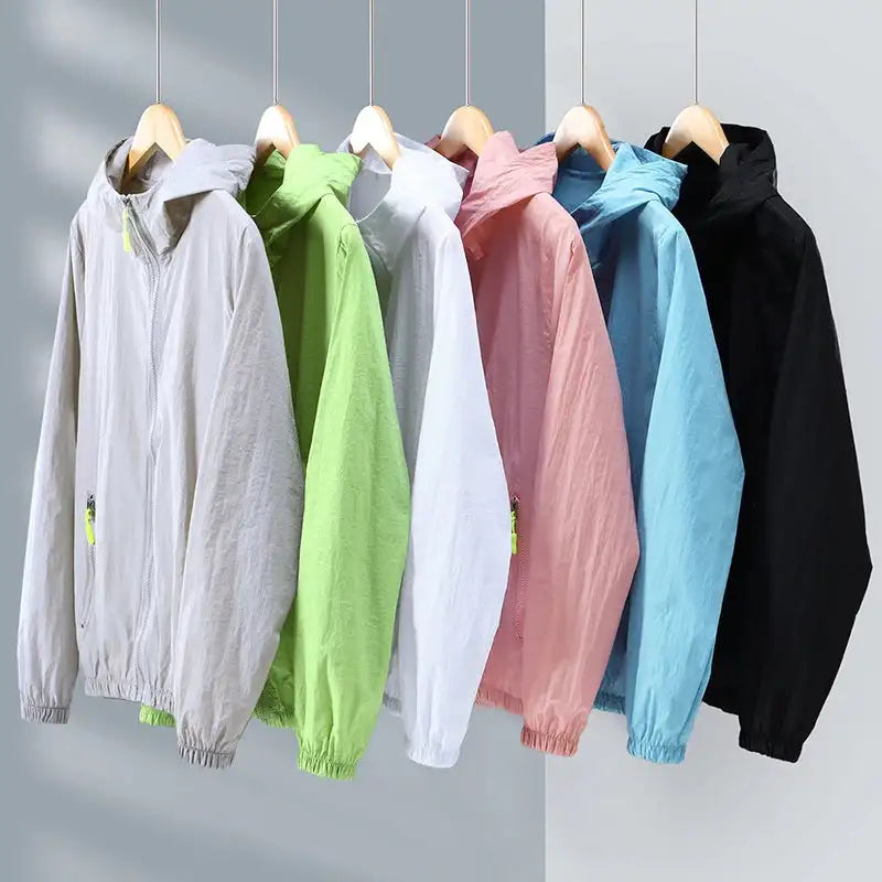 2023 Summer Men's Windbreaker Big Size Sun Protection Clothing Korean Style Ultra-thin Streetwear Zipper Hooded Jackets Man