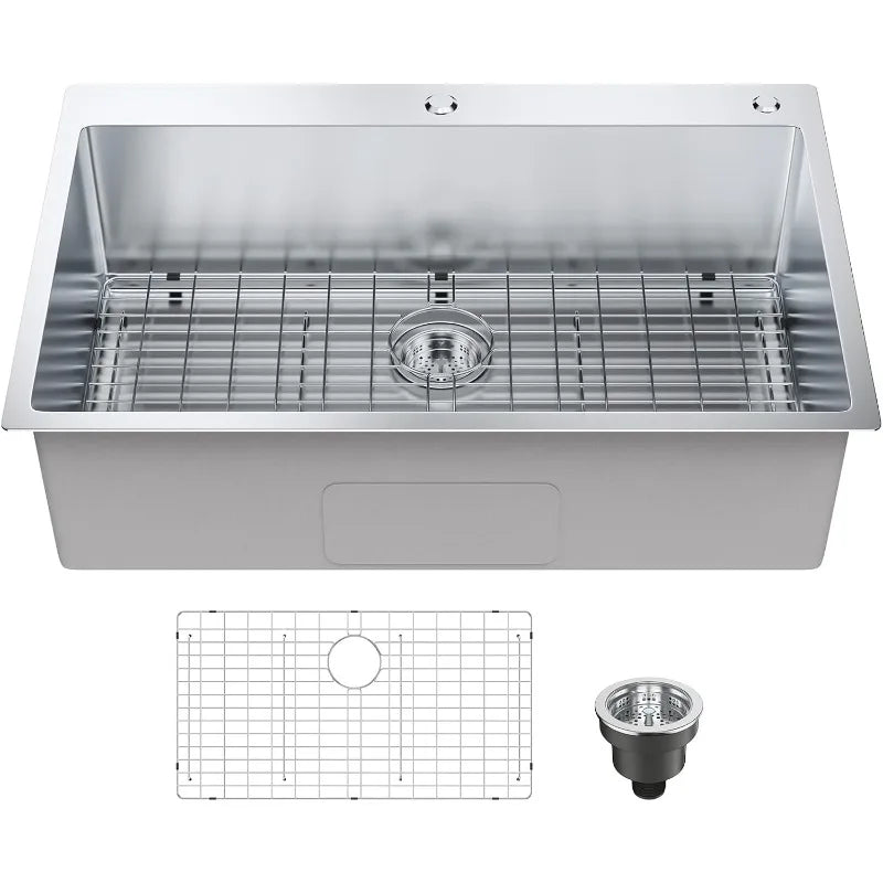 XMSJ Heavy-Duty Stainless Steel Kitchen Sink | 33"x22" Drop-In Top Mount Basin with Accessories & Quiet Design - Premium sink from Lizard Vigilante - Just $288.88! Shop now at Lizard Vigilante