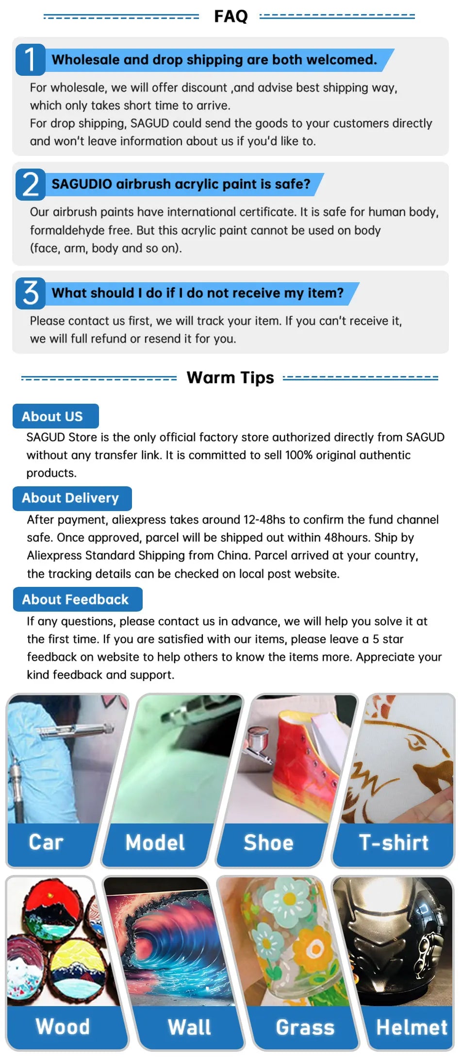 SAGUDIO 12-Color Airbrush Acrylic Paint Set 30ml Bottles Water-Based Waterproof Quick-Dry for Models, Shoes, Wood, Fabric, Leather - Premium paint from dsers - Just $83.38! Shop now at Lizard Vigilante