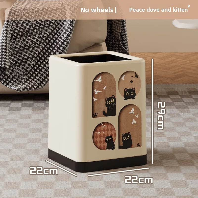 Premium Household Trash Can - Stylish Lidded Waste Bin with Wheels, Oversized Multipurpose Garbage Bin for Living Room & Bedroom