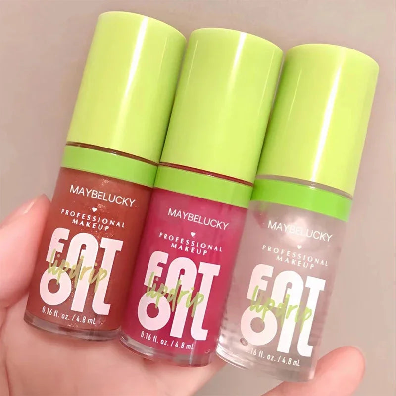 Glitter Lip Gloss Lip Plumper Moisturizing Makeup Nutritious Liquid Lipstick Transparent Cherry Mineral Non-stick Cup Lip Oil