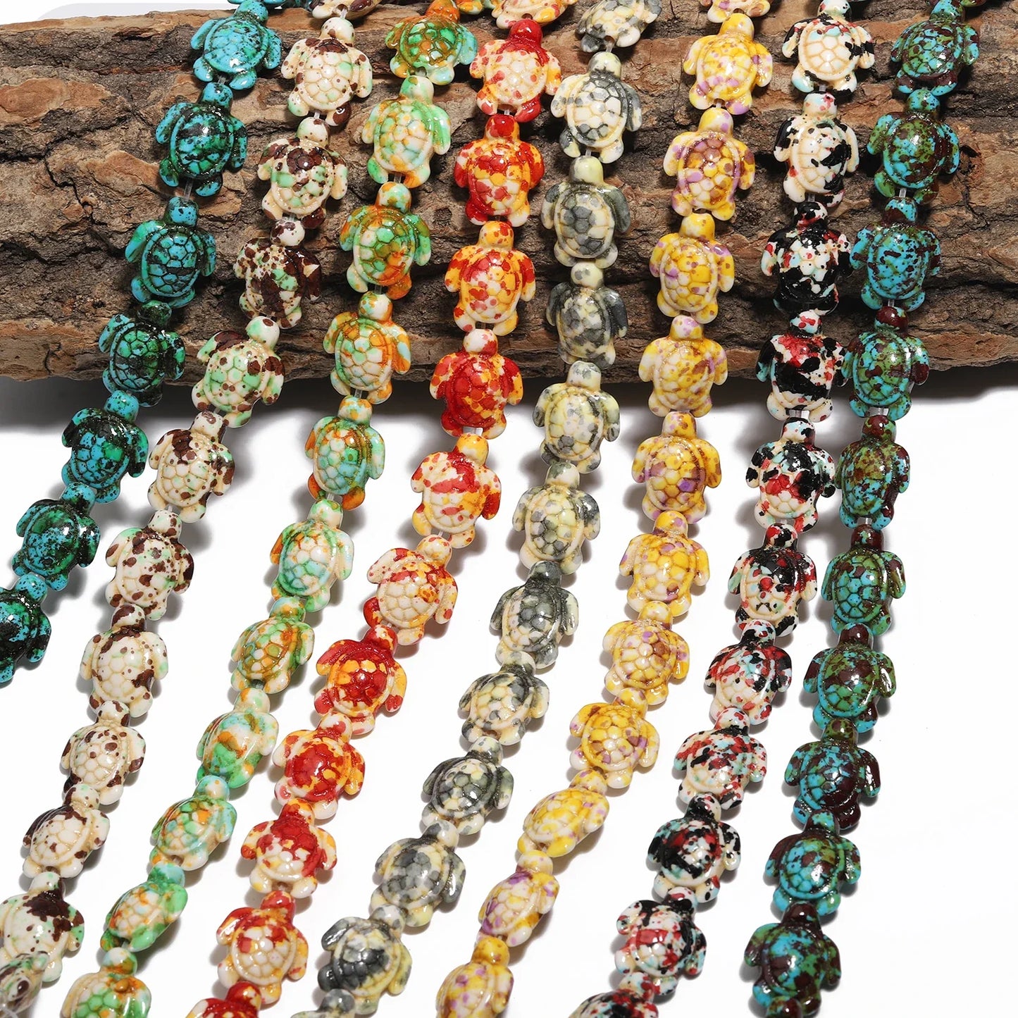 14x18mm 22pcs Sea Turtle Random Color Mix Natural Turquoise Stone Beads Bead for Jewelry Making DIY Ocean Series Bracelet