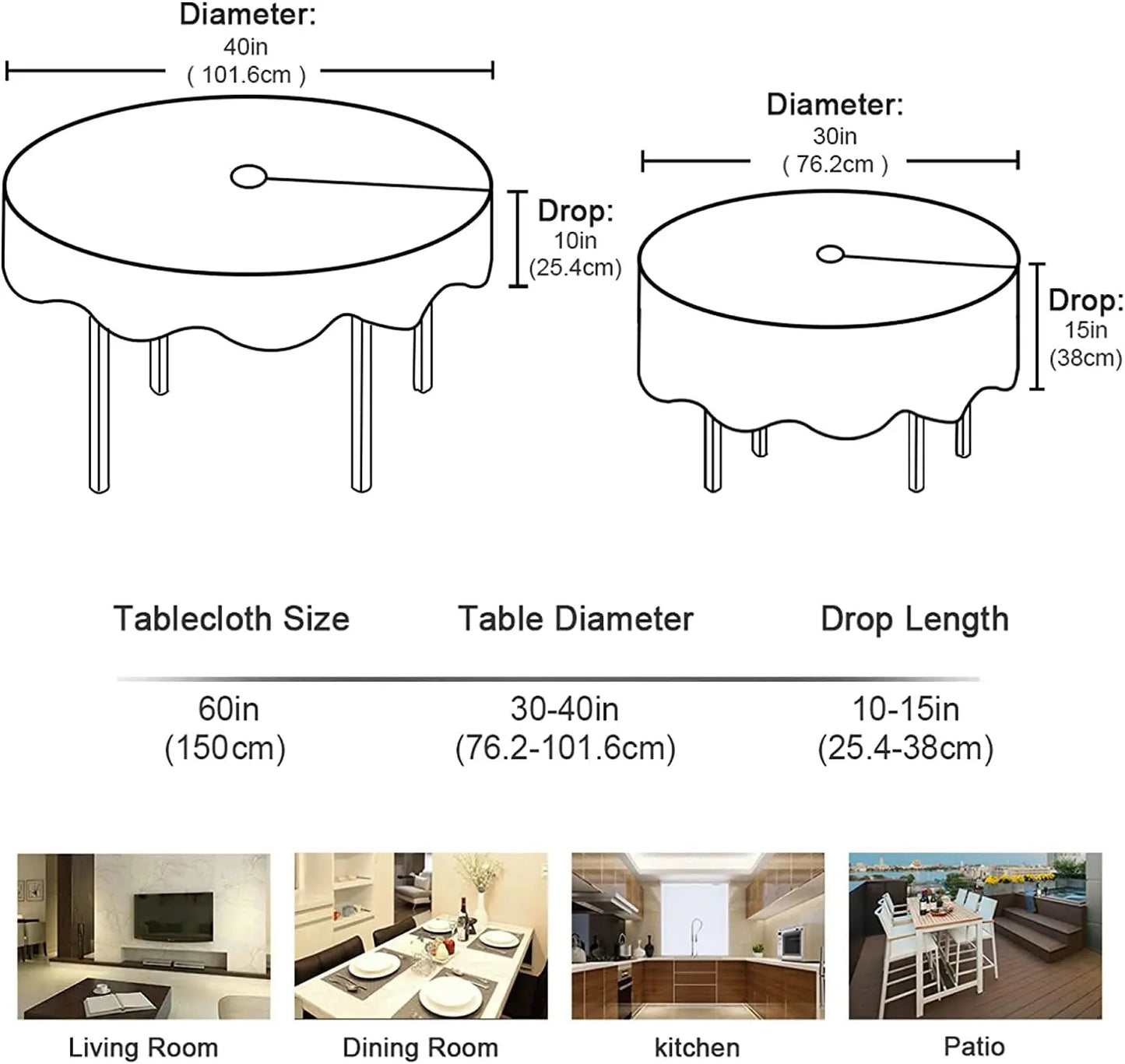 Cotton Table Cloth Round Tablecloth with Tassel Dust-Proof Floret Circular Table Cover for Kitchen Dinning Room Tabletop Decor