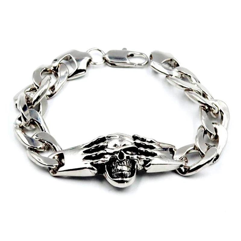 Boho Punk Gothic Skull Bracelet Men's Retro Personality Bike Ride Rock Party Cuff Jewelry Accessories - Lizard Vigilante