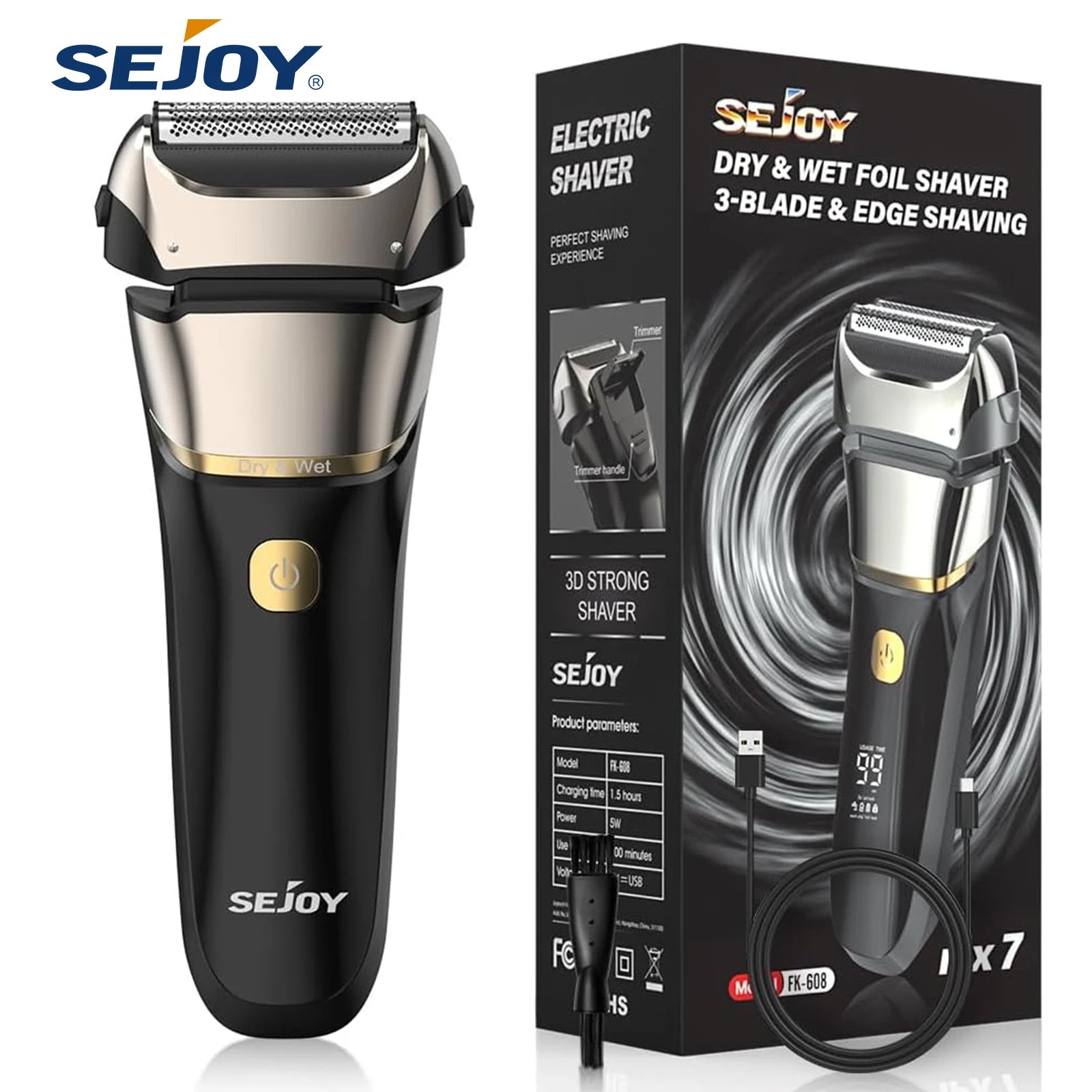 Sejoy Electric Razor for Men – Rechargeable Wet/Dry Foil Shaver with Automatic Cleaning and Fast Charging - Premium electric razor from Lizard Vigilante - Just $28.88! Shop now at Lizard Vigilante