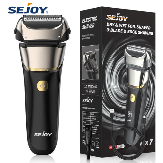 Sejoy Electric Razor for Men – Rechargeable Wet/Dry Foil Shaver with Automatic Cleaning and Fast Charging - Premium electric razor from Lizard Vigilante - Just $28.88! Shop now at Lizard Vigilante