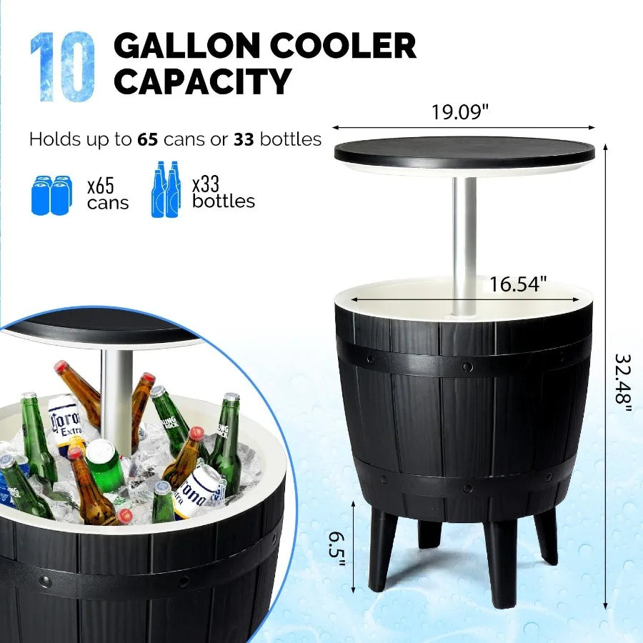 Lizard Vigilante Black Four Leg 10 Gallon Ice Bucket Side Table Cooler