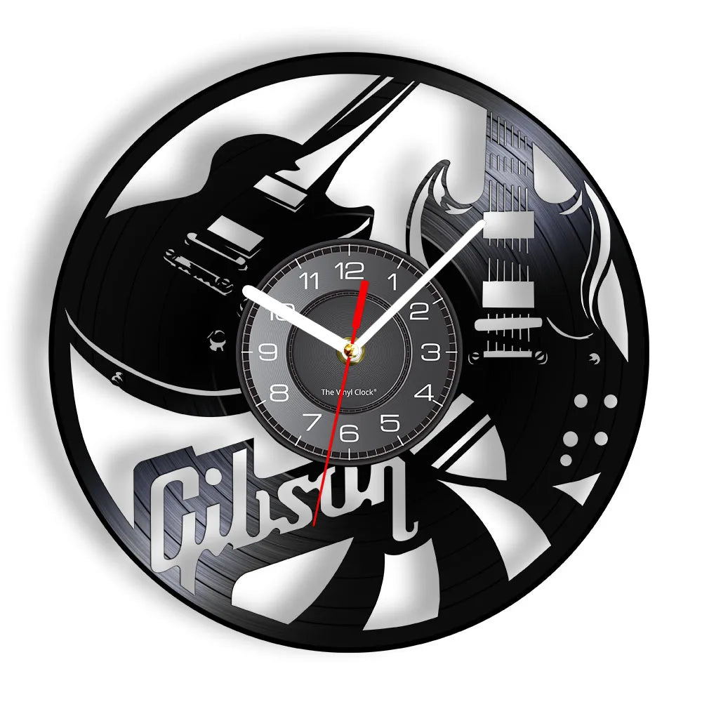 Guitar Player Vinyl Record Wall Clock: The Rock Music Instrument Wall Art for Your Living Room