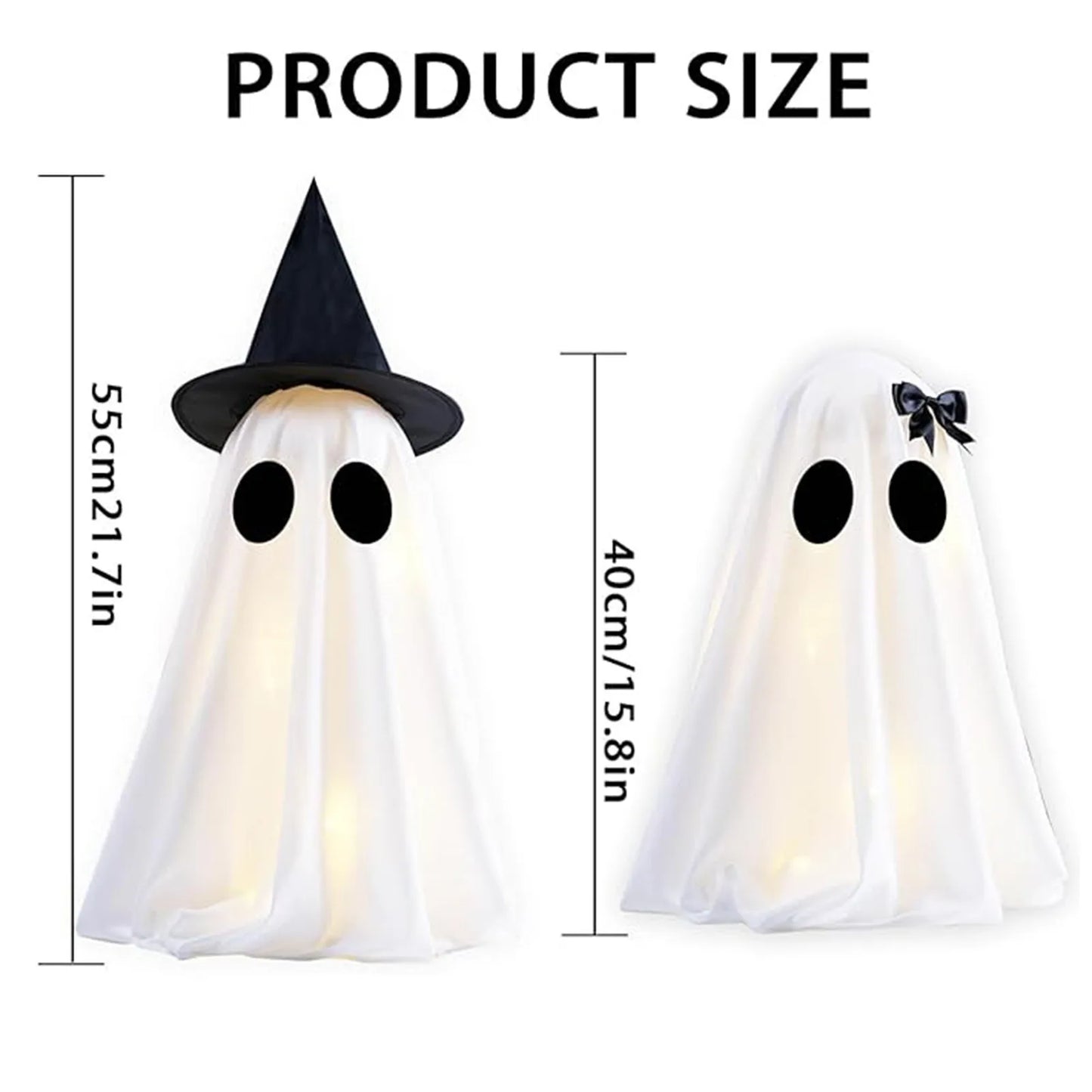 Cute Witch Hat Ghost Decor Spooky Light Up Halloween Ghost Decorations For Indoor Home Mantel Shelf DIY Ghost Tabletop Decor