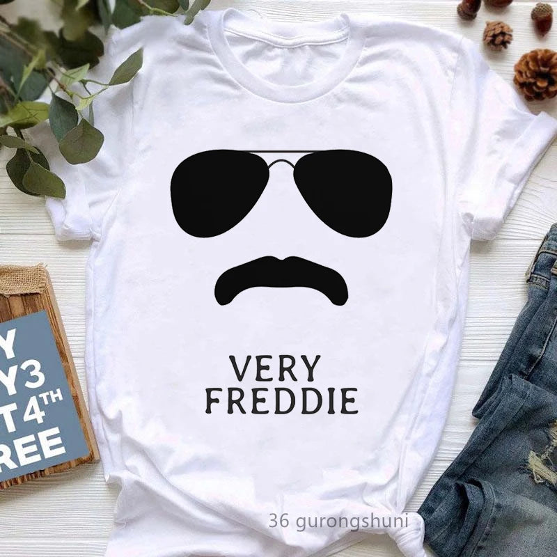 Vintage Freddie Mercury T-Shirt for Women | Retro Queen Band Graphic Tee | 2024 Hipster Casual Summer Tops - Premium T-Shirt from Lizard Vigilante - Just $23.88! Shop now at Lizard Vigilante