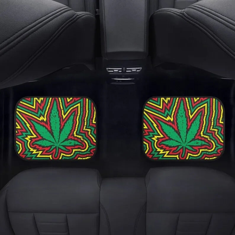 Vibrant Rasta Cannabis Car Floor Mats – Set of 4, Colorful Marijuana Mats for Cars, Trucks, Vans, and SUVs - Premium floor mats from Lizard Vigilante - Just $38.88! Shop now at Lizard Vigilante